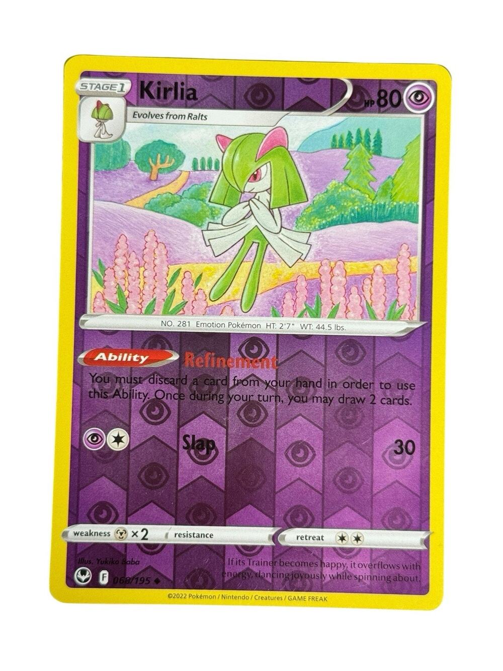KIRLIA 068/195‎ Silver Tempest Rev Holo Pokemon Card